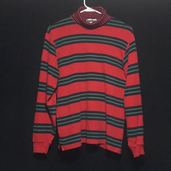 vintage contrasts red&green striped turtleneck - Picture 1 of 3